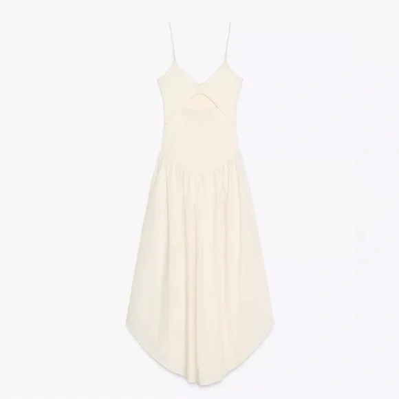 Zara Cutout Combination Dress in Ecru | Size Small - Picture 4 of 7